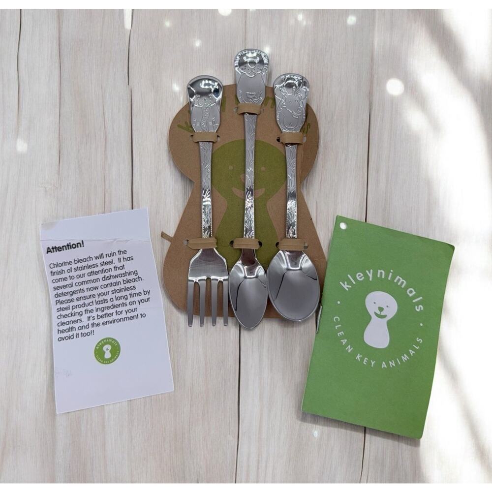 Kleynimals Safari Friends Made in USA Baby Flatware 100% Stainless Steel